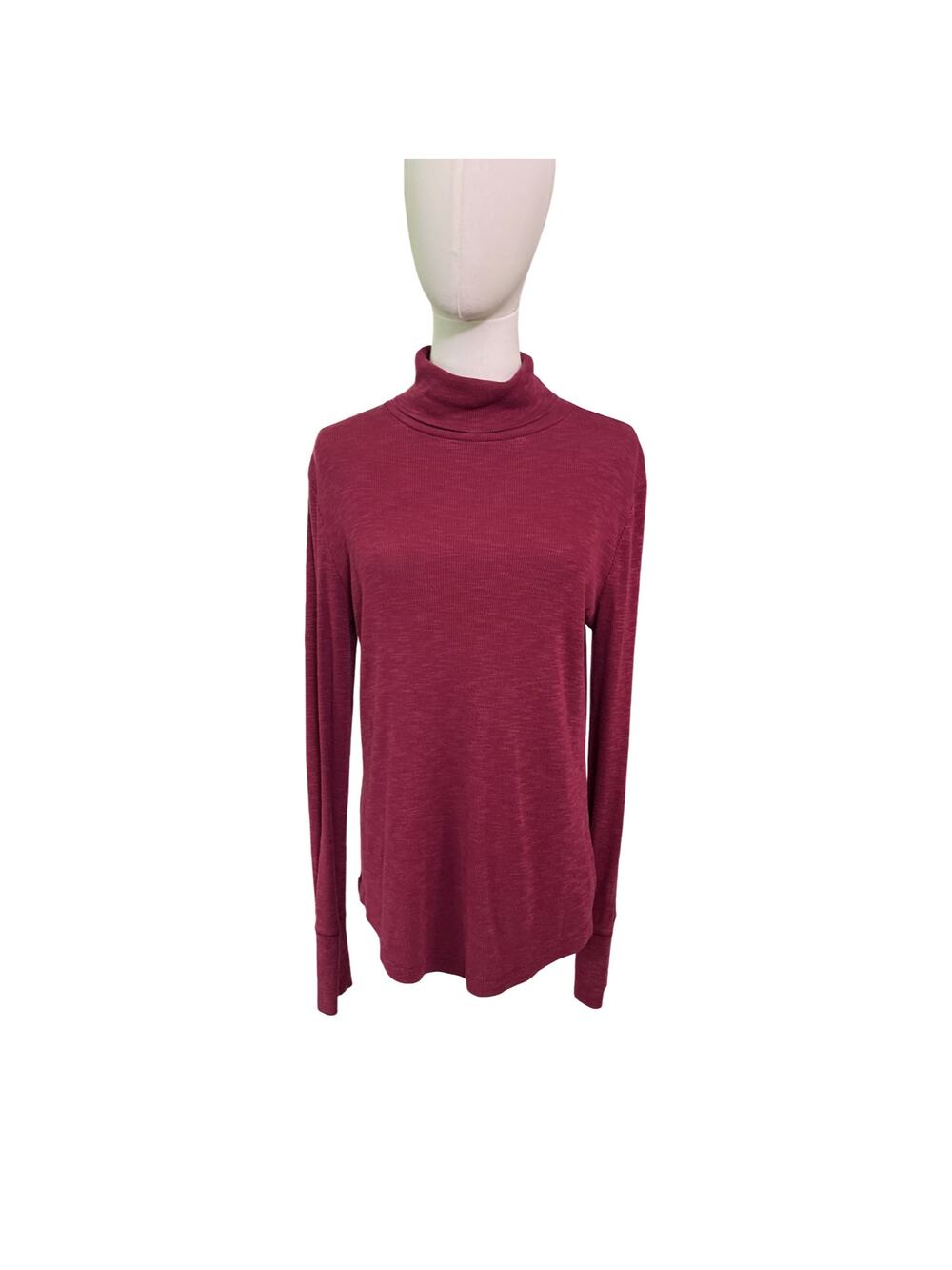 GAP Ribbed Turtleneck Long Sleeve Top Red Maroon Women's M Tall Stretch